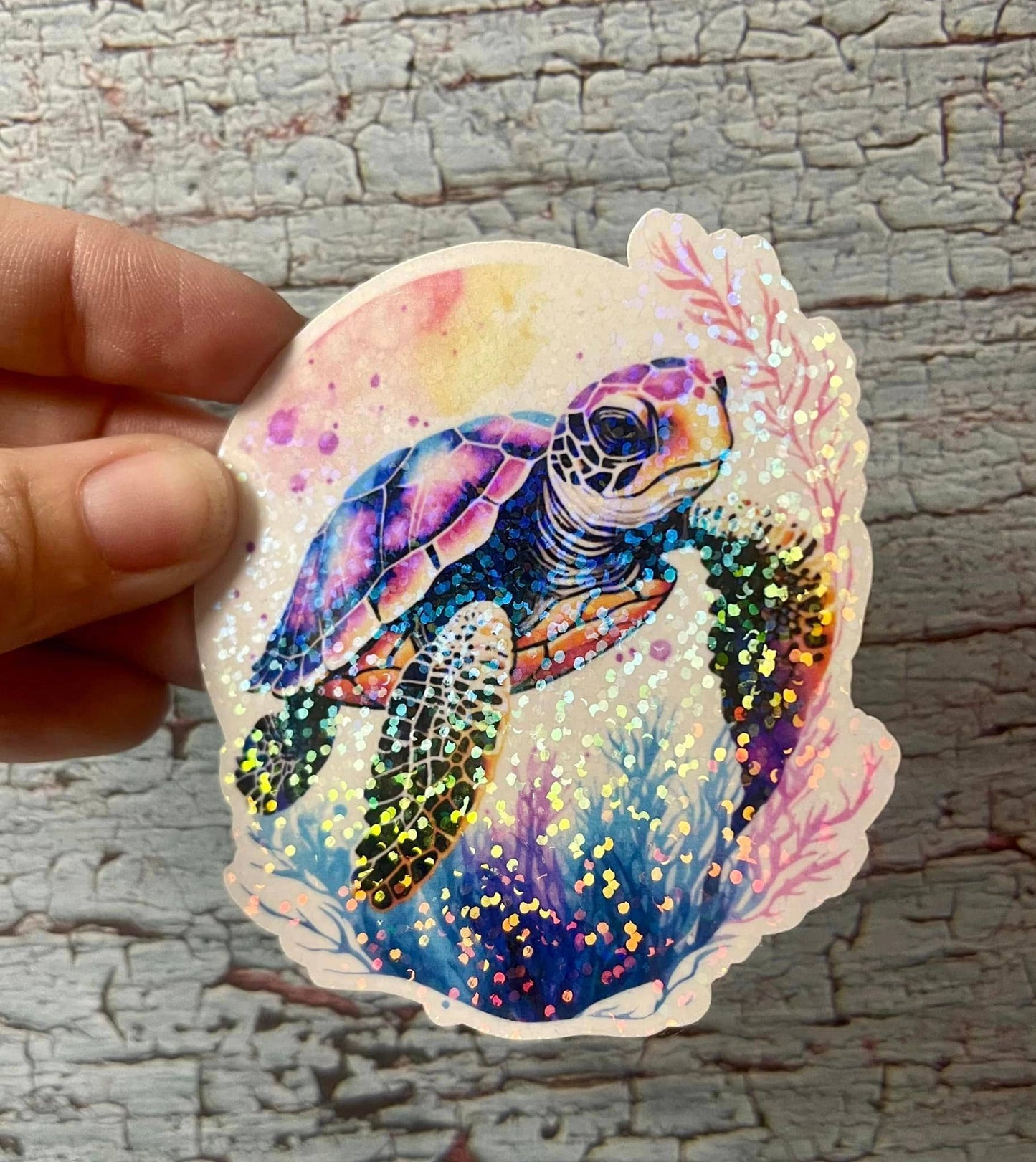Sea Turtle Watercolor Die Cut Vinyl Sticker
