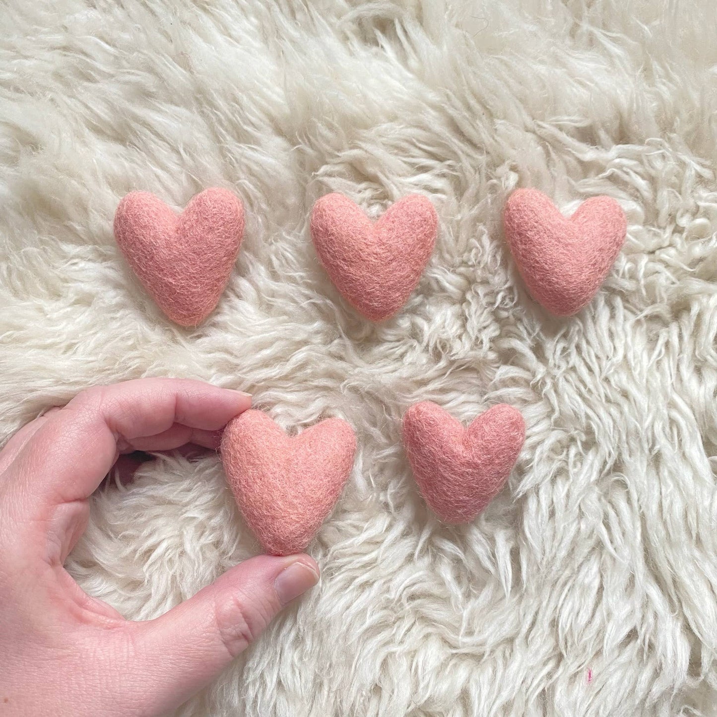 Light Pink 100% Wool Hearts