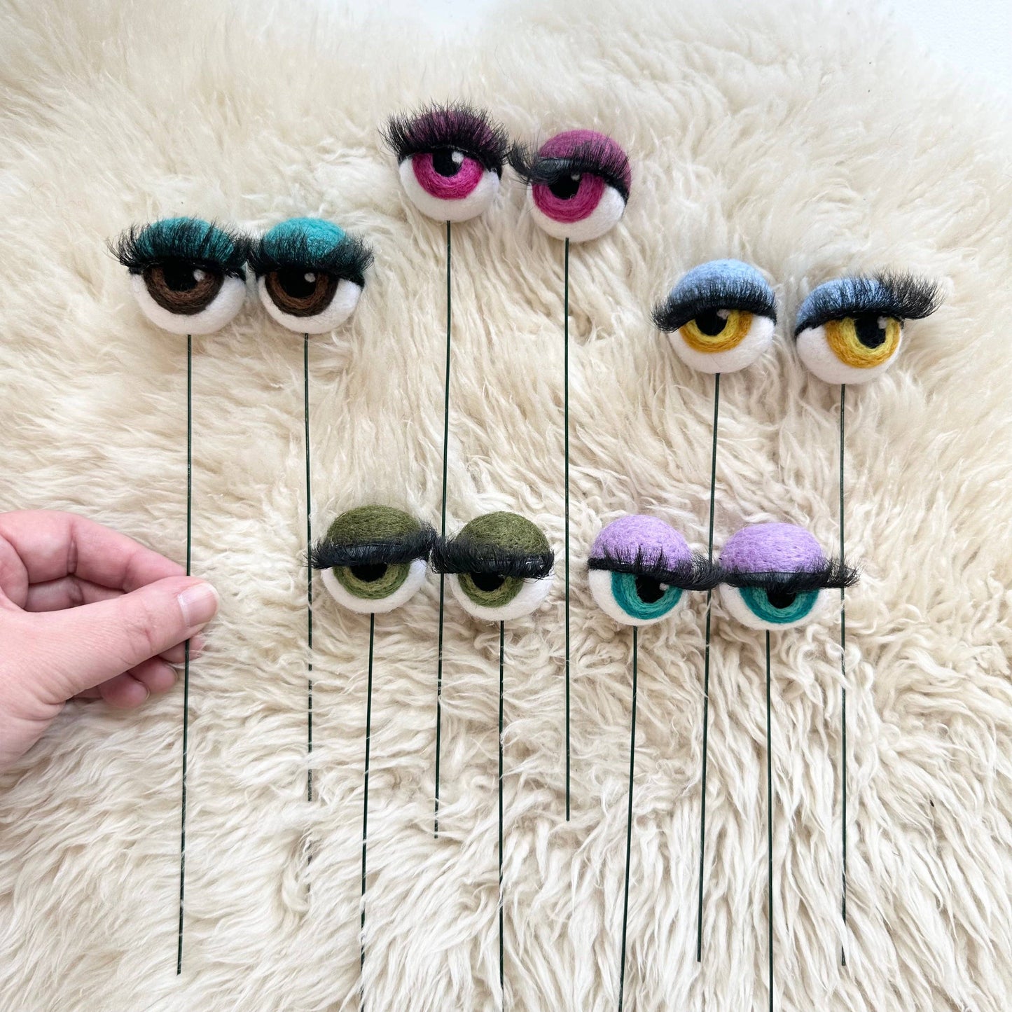 Felt Planter Eyeballs with Eyelashes