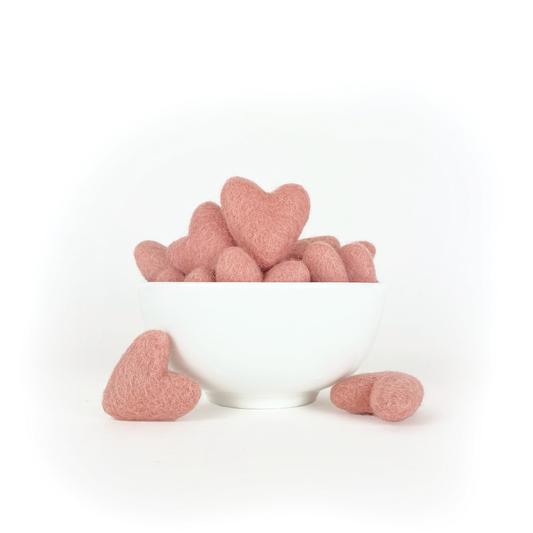 Light Pink 100% Wool Hearts