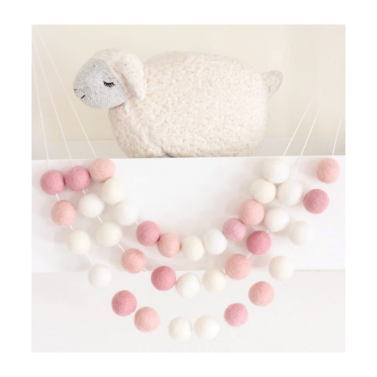 Ombre Pink Felt Ball Garland