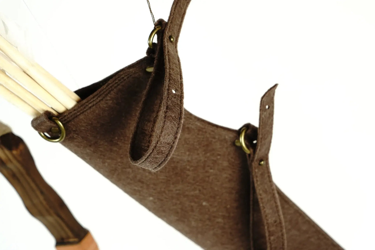 Wooden Toy Bow and Arrow Set With Leather or Felt Quiver