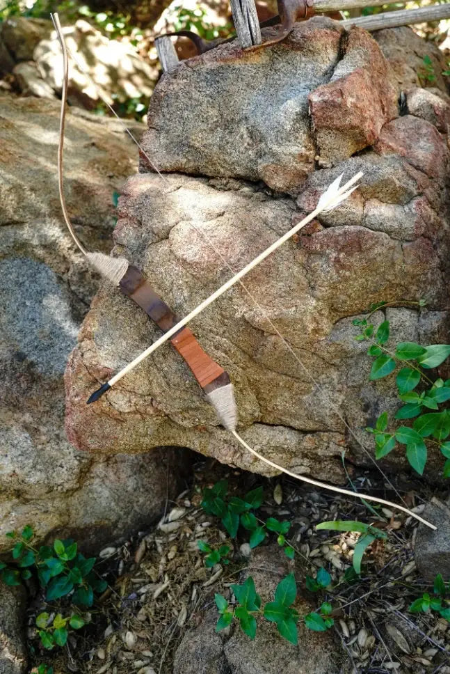 Wooden Toy Bow and Arrow Set With Leather or Felt Quiver
