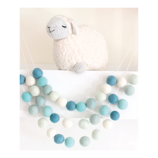 Ombre Aqua Felt Ball Garland