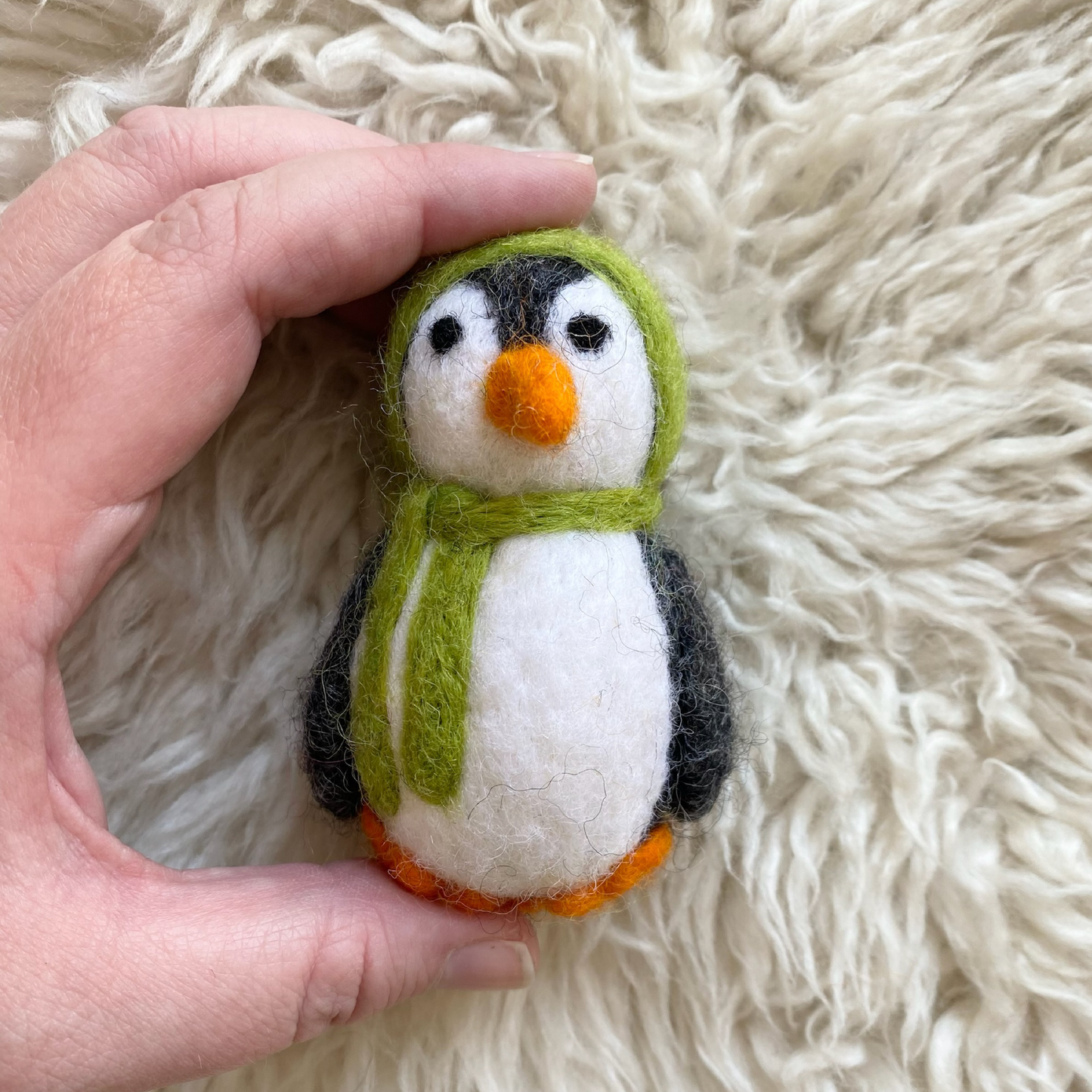 Felt Penguin with Green Accessories