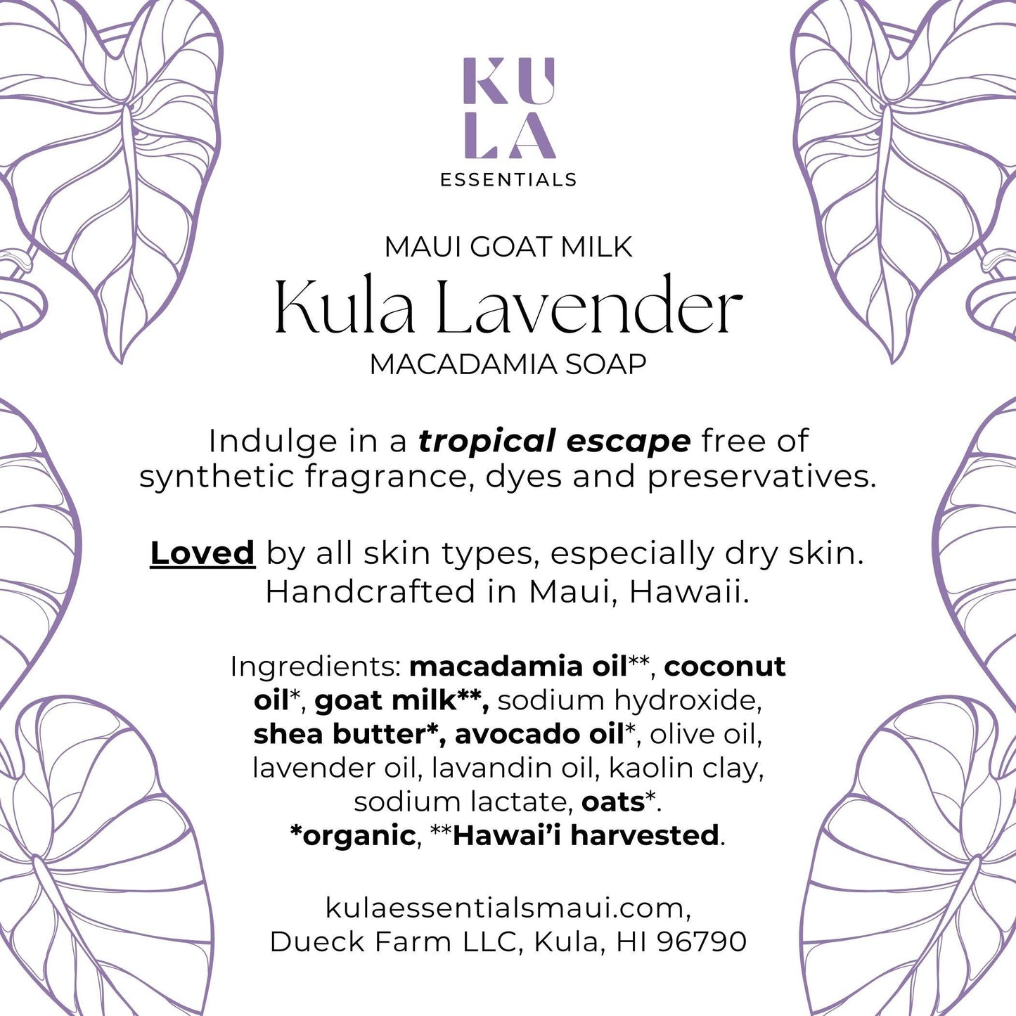 Maui Goat Milk Macadamia Soap - Kula Lavender