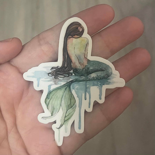 Watercolor Mermaid Die Cut Vinyl Sticker