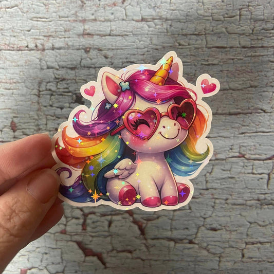 Rainbow Shades Unicorn Die Cut Vinyl Sticker