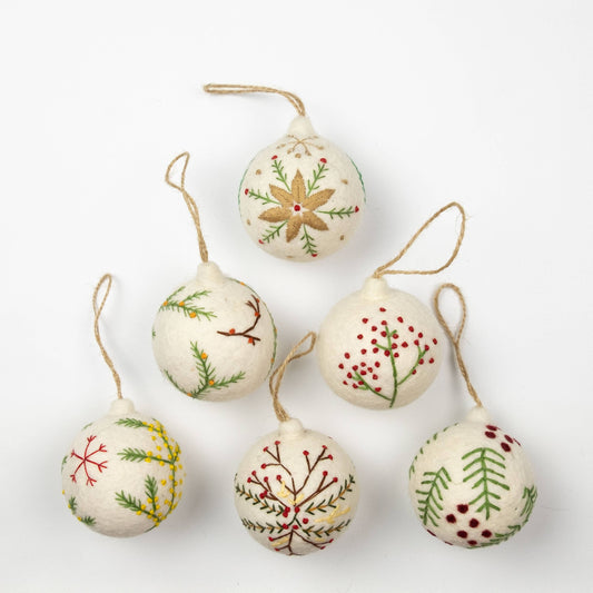 Holiday Ornament Hand Embroidered100% Wool