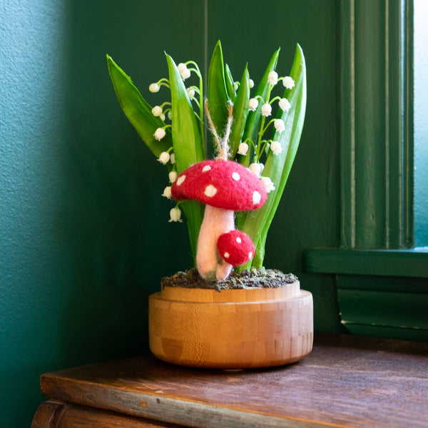 Felt Spotted Mushroom Ornament