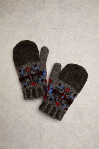 Elise Gray Knit Mittens