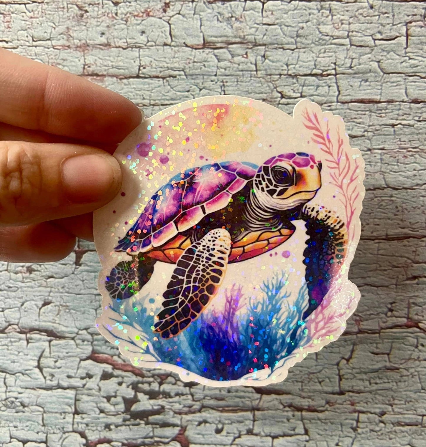 Sea Turtle Watercolor Die Cut Vinyl Sticker