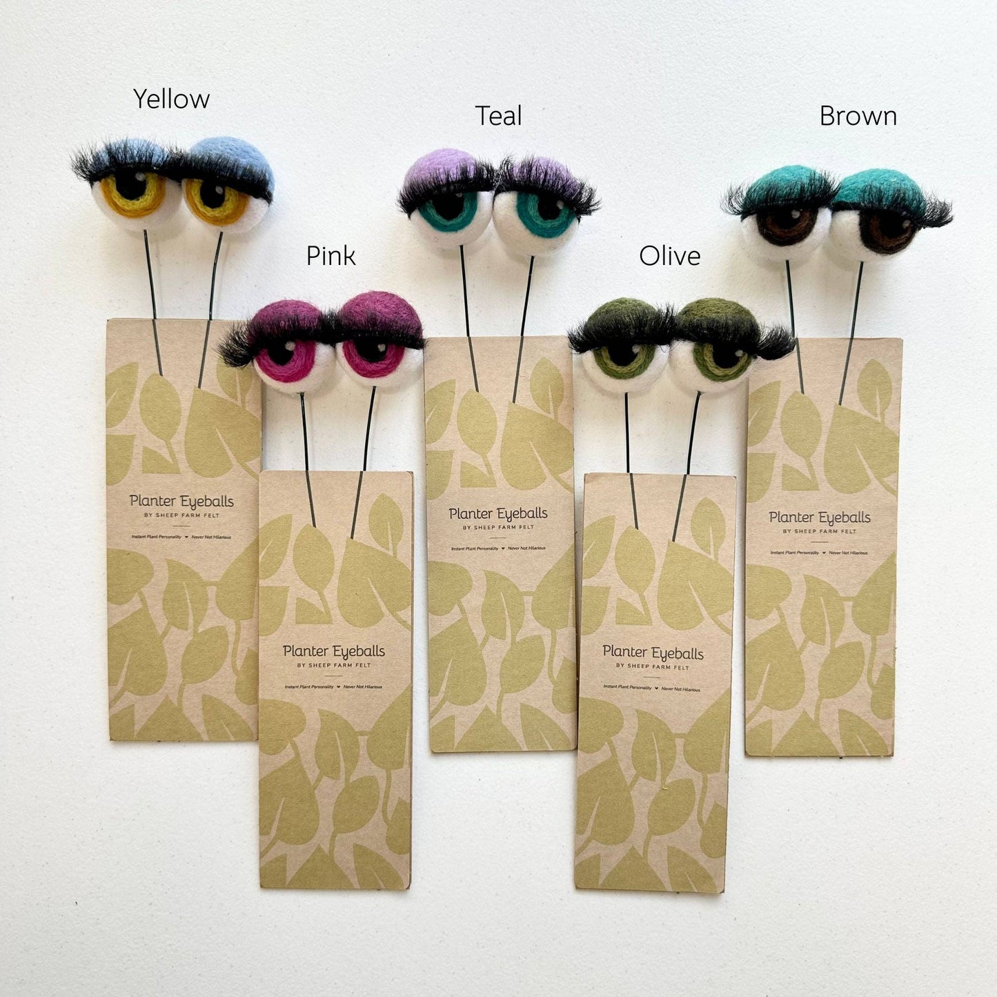 Felt Planter Eyeballs with Eyelashes 