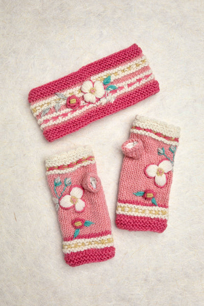 Color Block Blush Knit Handwarmers