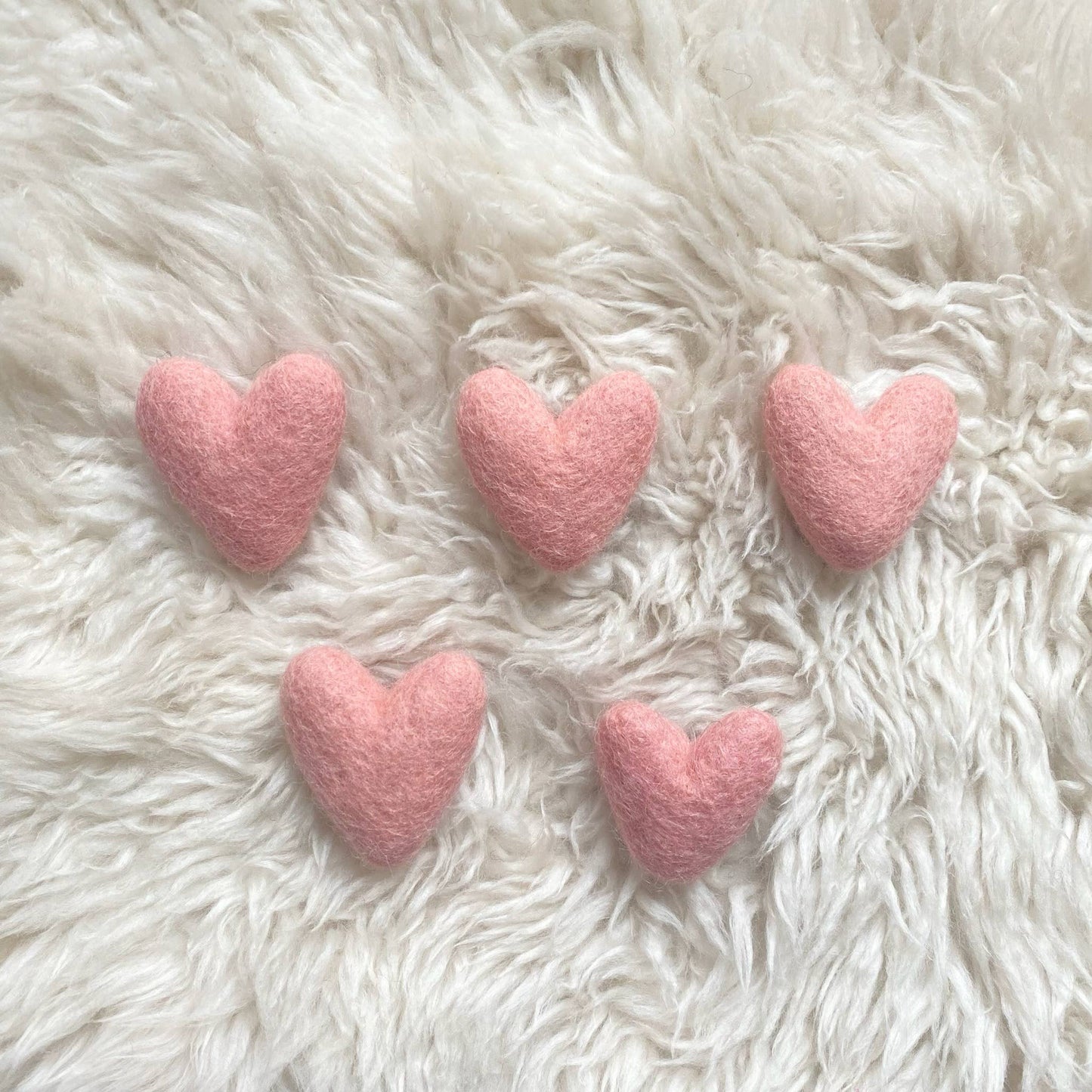 Light Pink 100% Wool Hearts