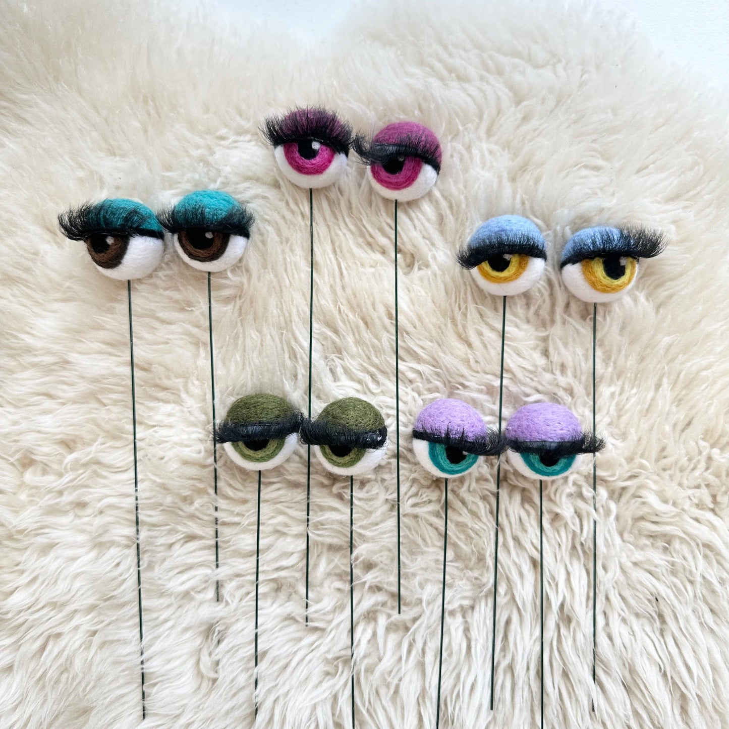 Felt Planter Eyeballs with Eyelashes 