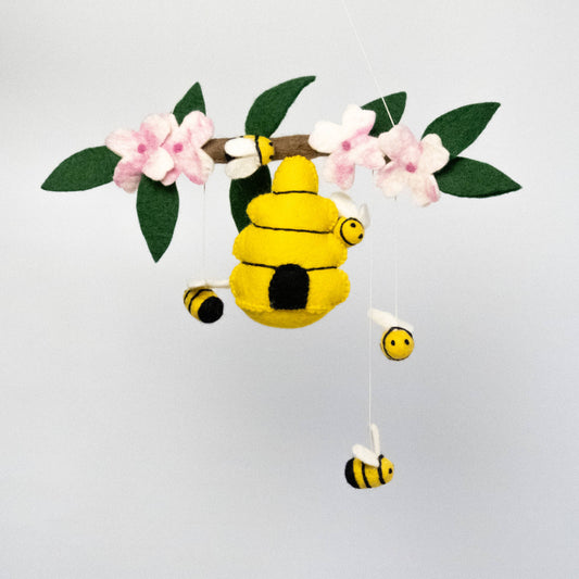 Bee Hive and Honey Bees - 100% Wool Mobile