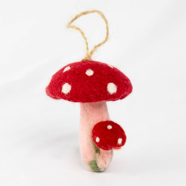 Felt Spotted Mushroom Ornament