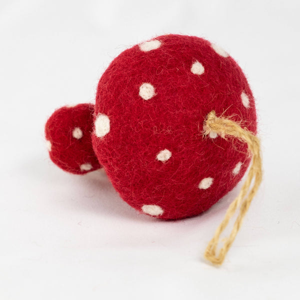 Felt Spotted Mushroom Ornament