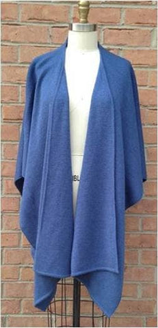 Alpaca Blend Knit Ruana Wrap - Periwinkle Blue