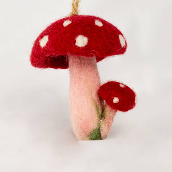 Felt Spotted Mushroom Ornament