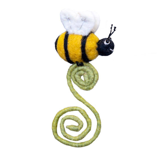 Honey Bee Frond Friend on Vintage Blue Bottle