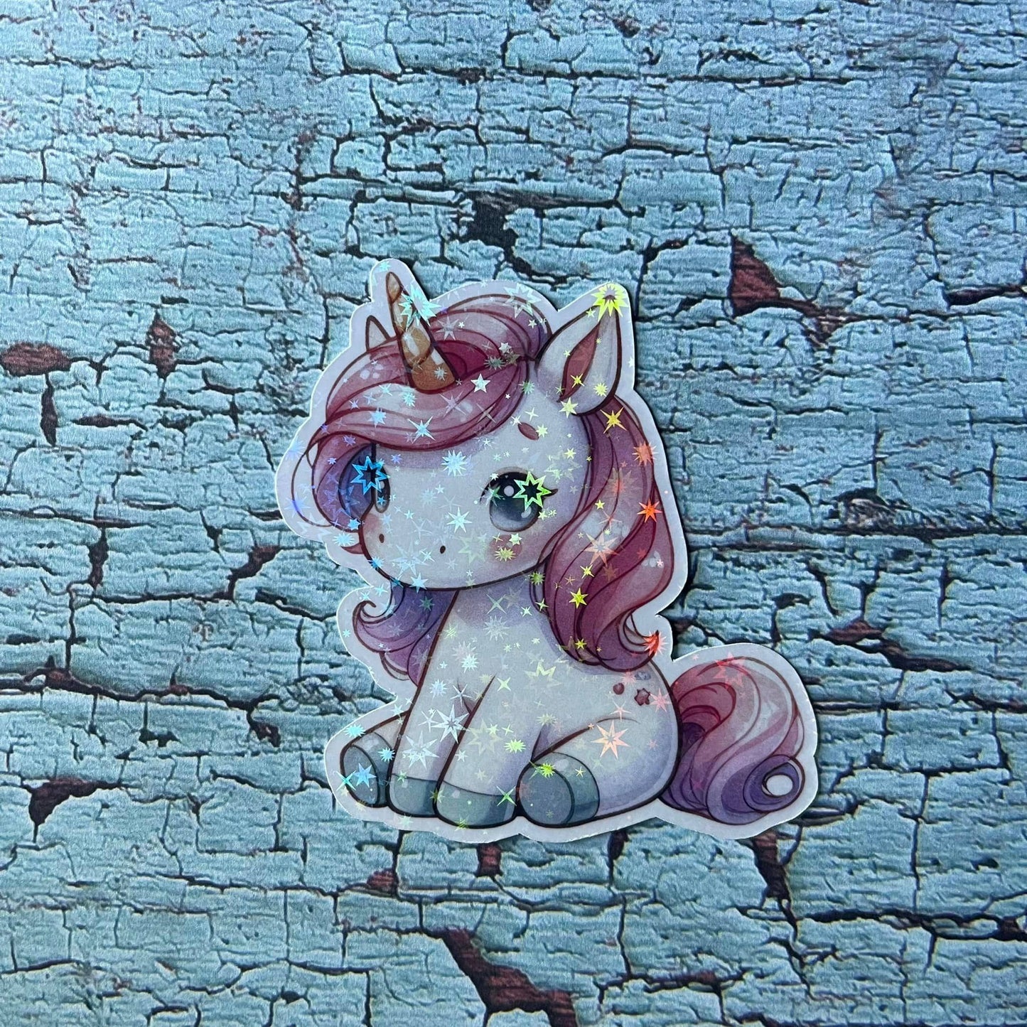 Kawaii Cute Unicorn Holographic Die Cut Vinyl Sticker