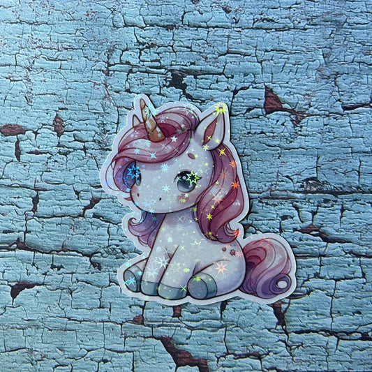 Kawaii Cute Unicorn Holographic Die Cut Vinyl Sticker