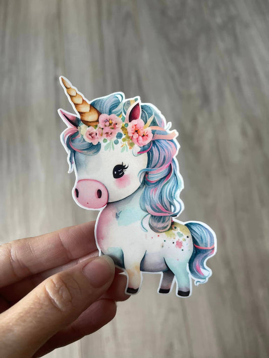 Cute Rainbow Unicorn Die Cut Vinyl Sticker