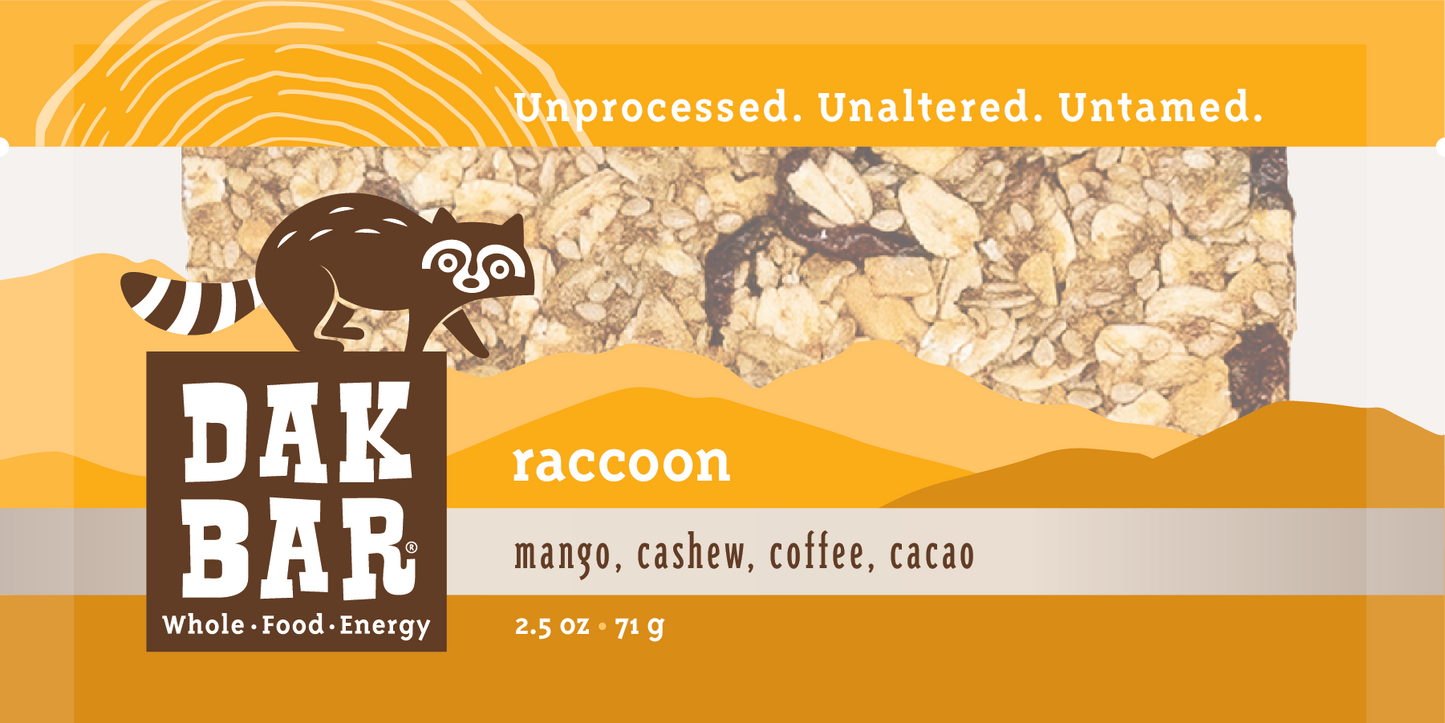 Raccoon Bar - Cashew, Mango, Cacao, & Coffee Bean Snack Bar