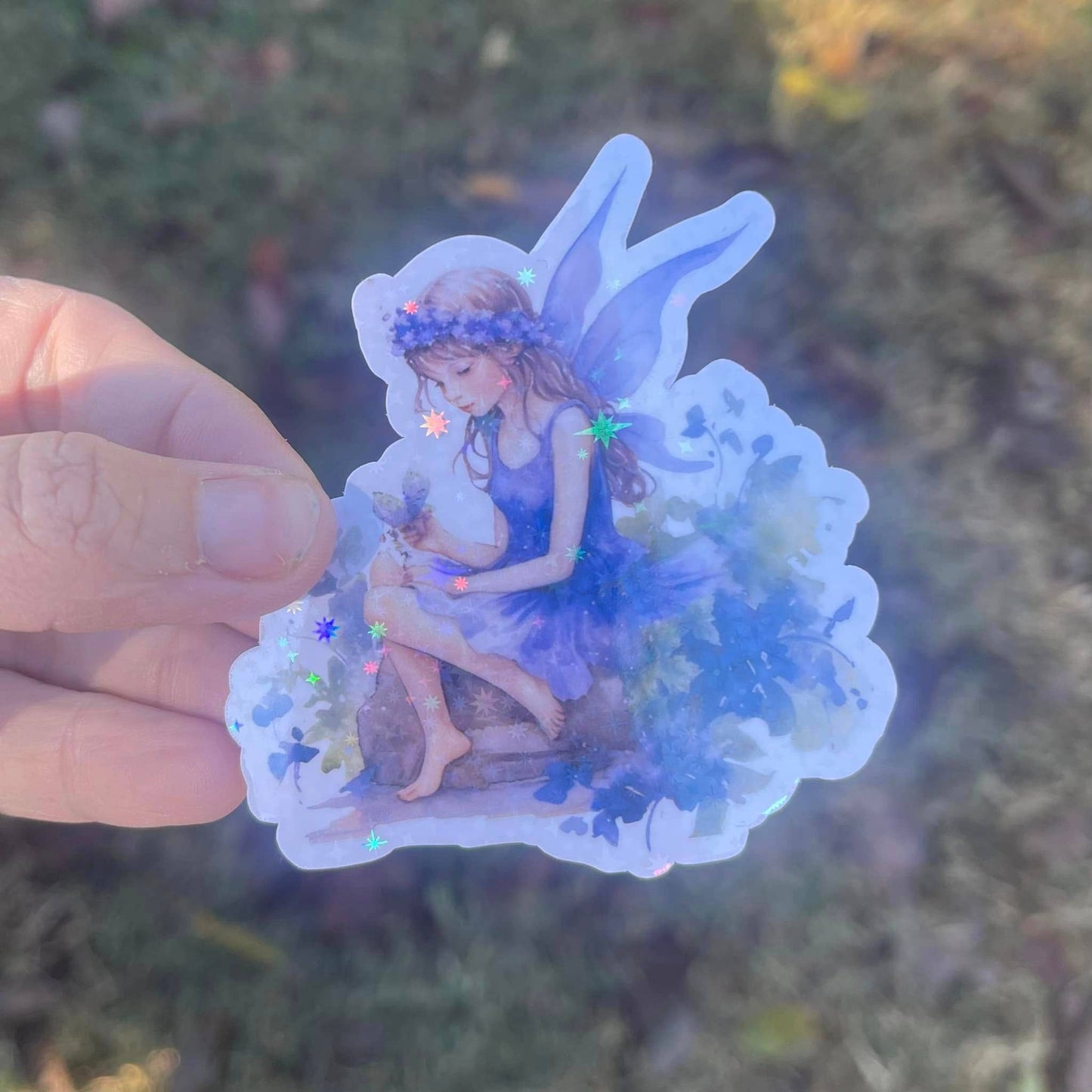 Flower Fairy Holographic Die Cut Vinyl Sticker
