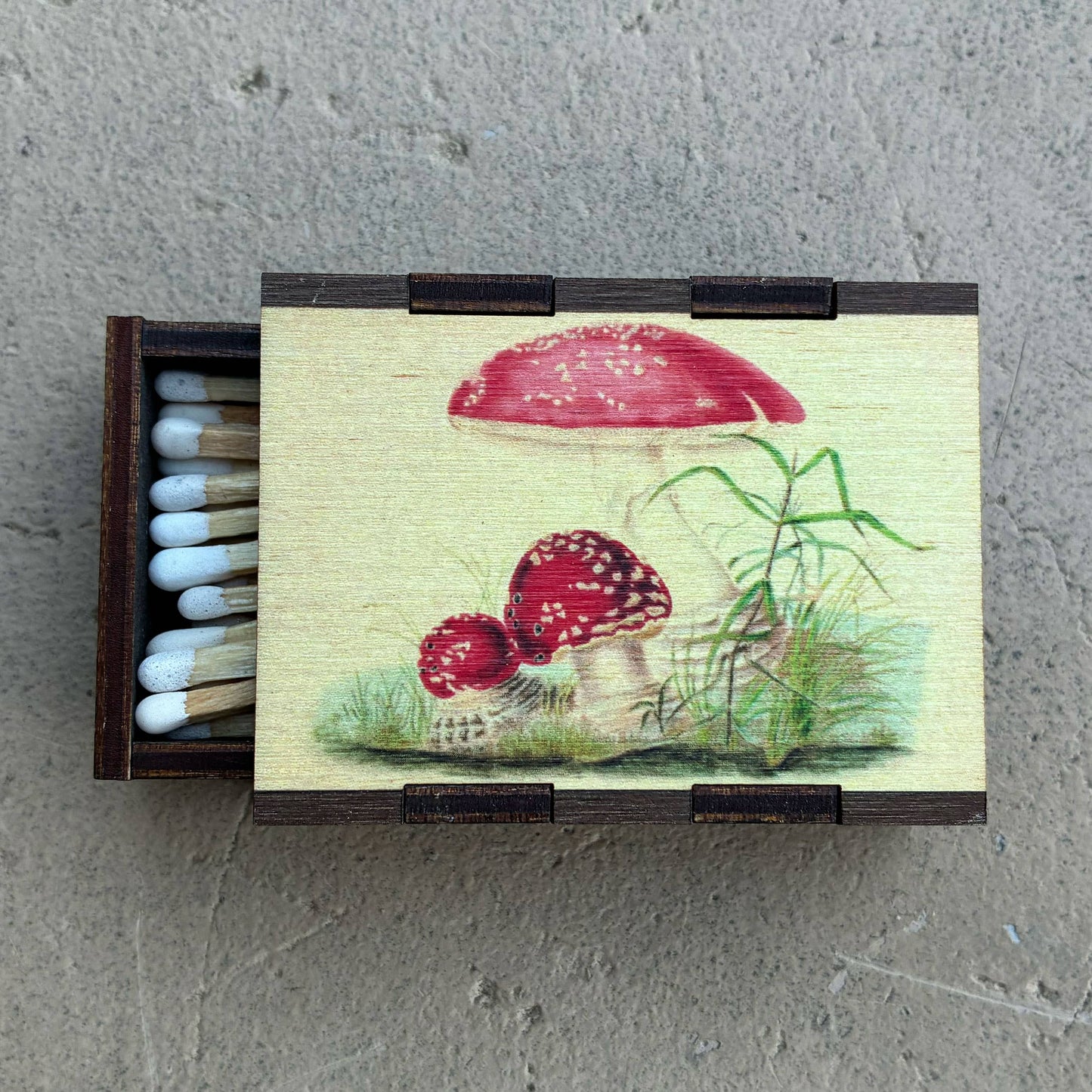 Matches • Mushroom Toadstool Wooden Matchbox • Home Decor