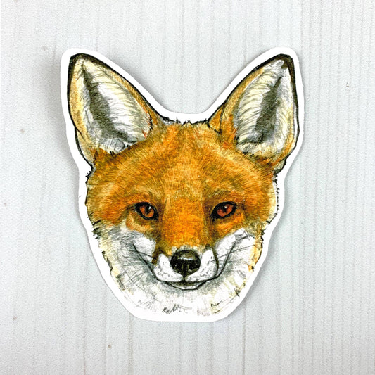 Red Fox Face Vinyl Sticker