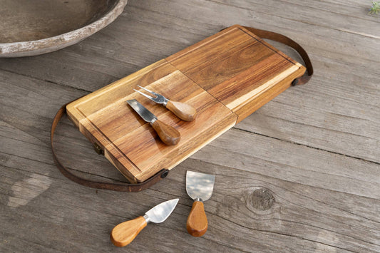 Acacia Wood Folding Charcuterie Board w/Cheese Knives