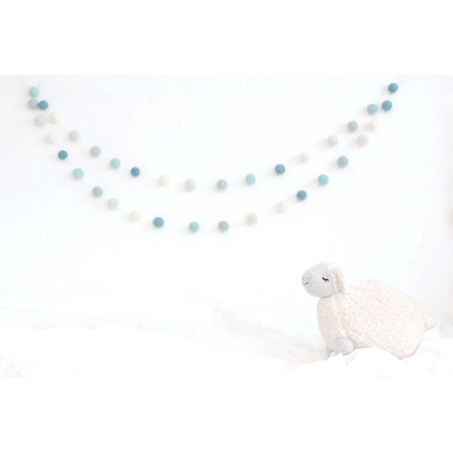 Ombre Aqua Felt Ball Garland