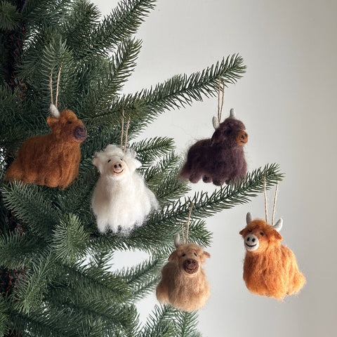 Felt Highland Cow Ornament