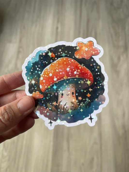 Space Mushroom Die Cut Vinyl Sticker