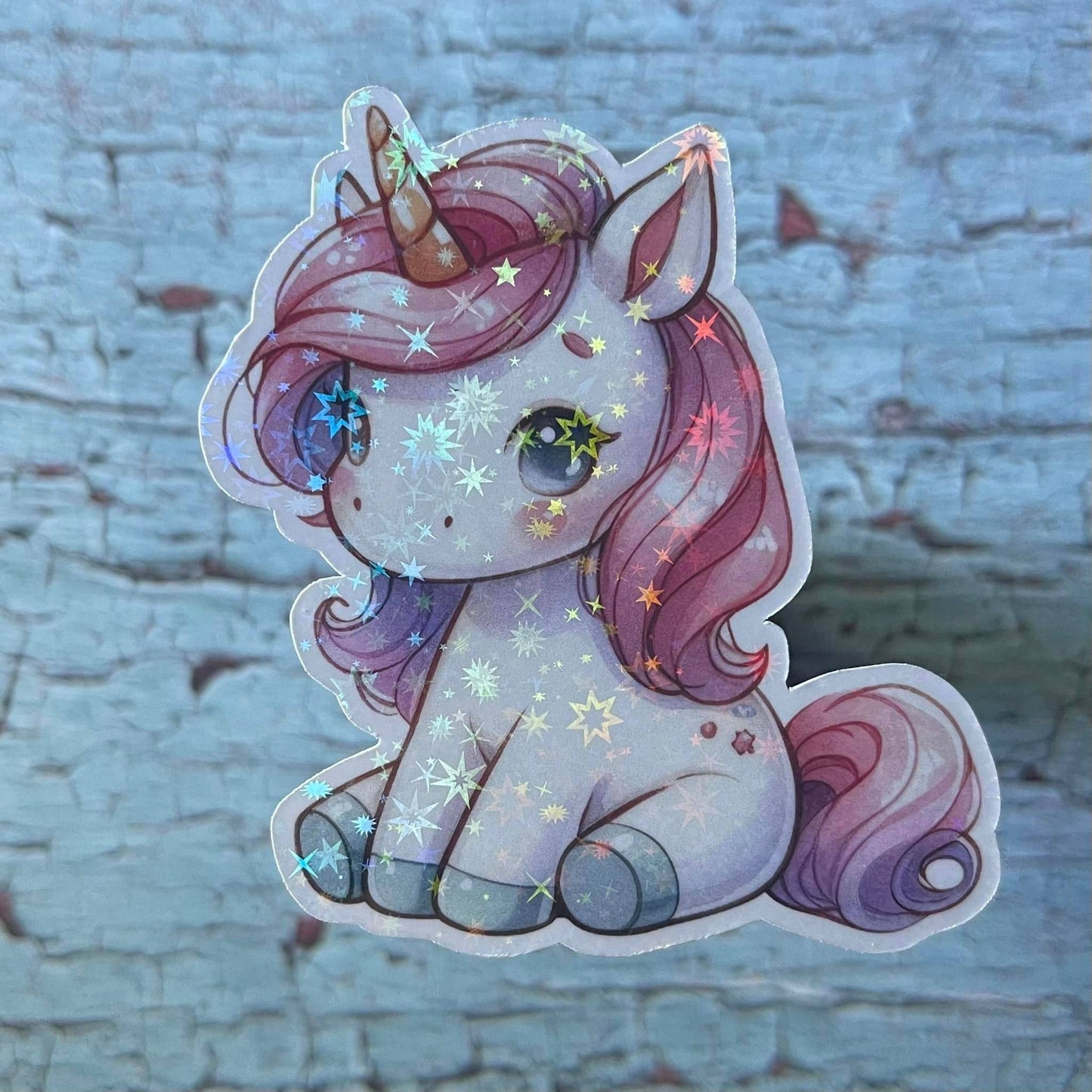 Kawaii Cute Unicorn Holographic Die Cut Vinyl Sticker