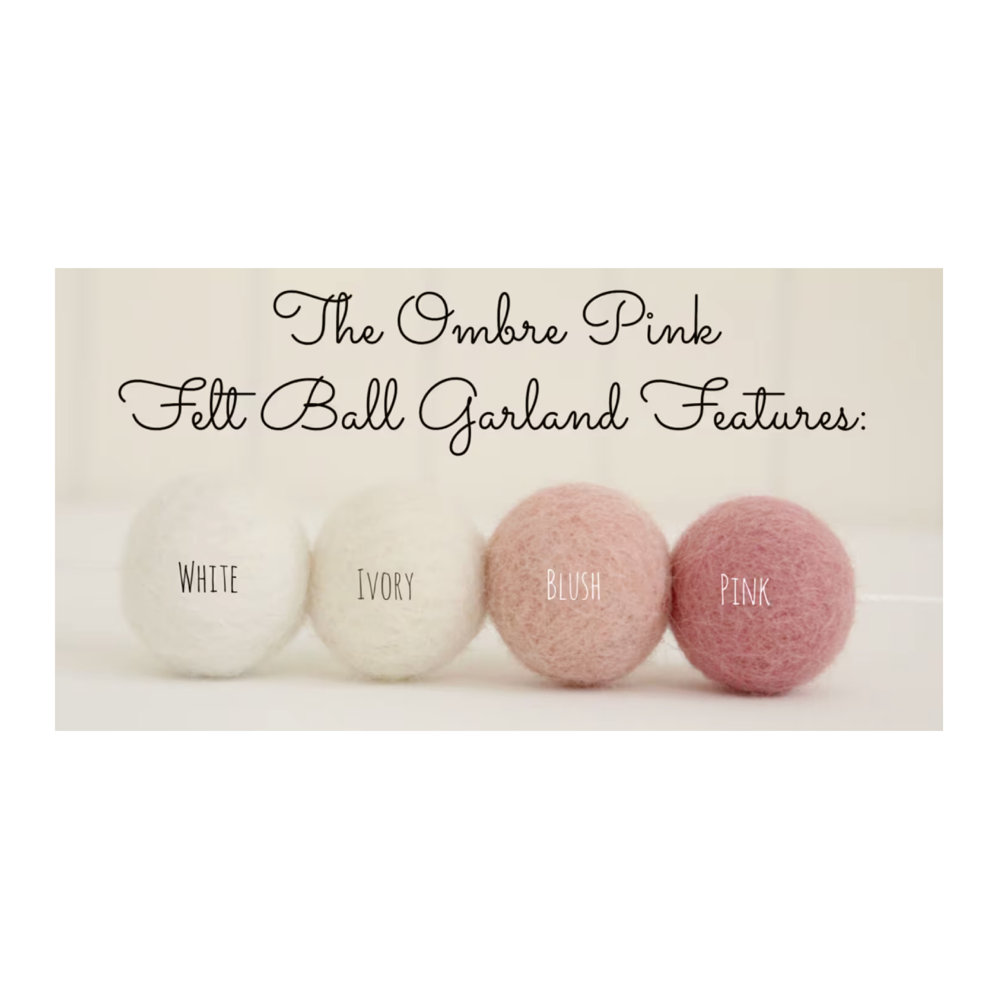Ombre Pink Felt Ball Garland