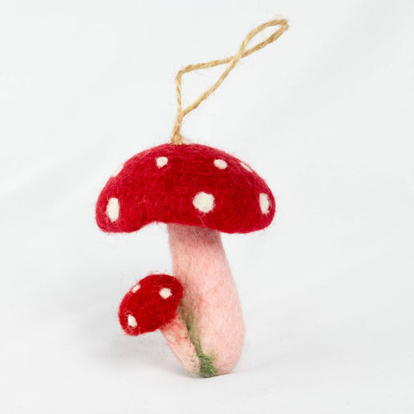 Felt Spotted Mushroom Ornament