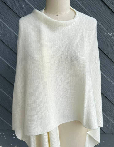 Alpaca Blend Knit Ruana Wrap  - Winter White