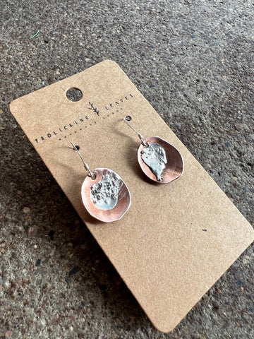 Copper Bowl Earrings with Sterling Silver Splash
