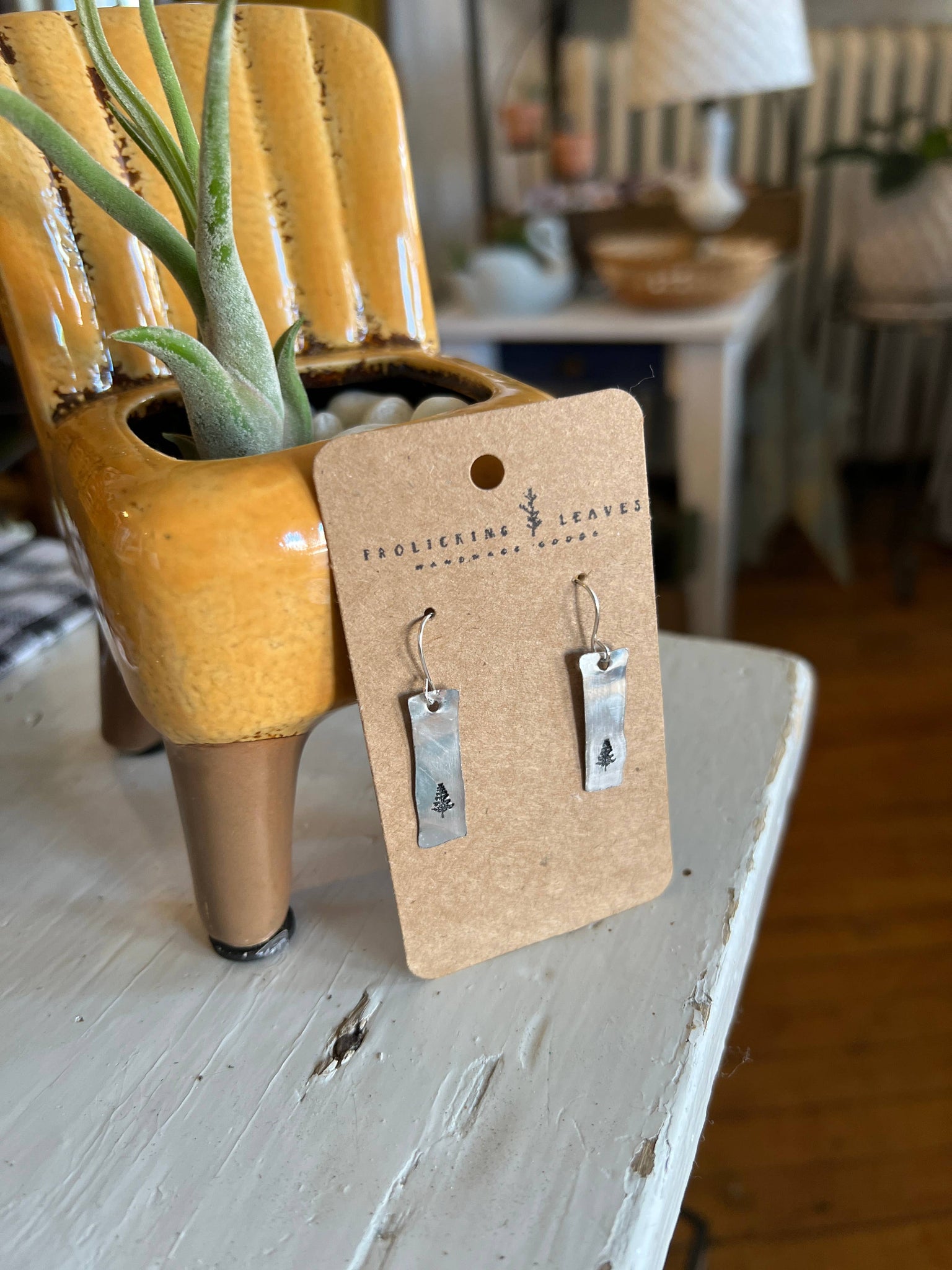 Hammered Pine Tree Earrings