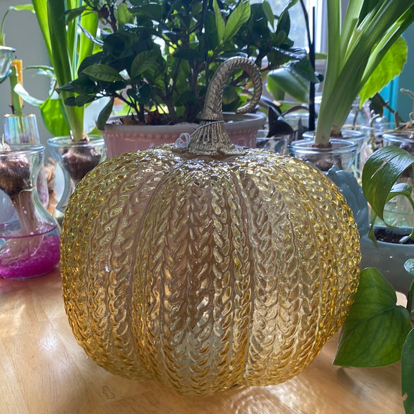 Gold Glass Fairy Light Pumpkin