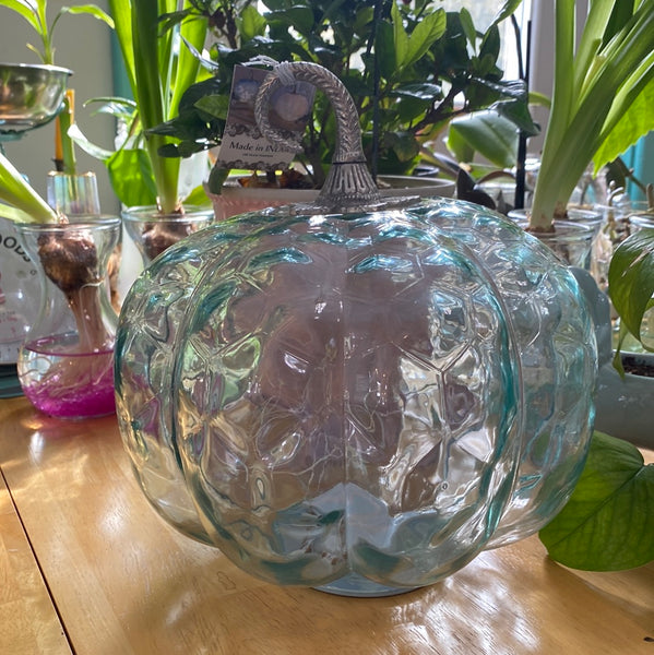 Aqua Glass Fairy Light Pumpkin